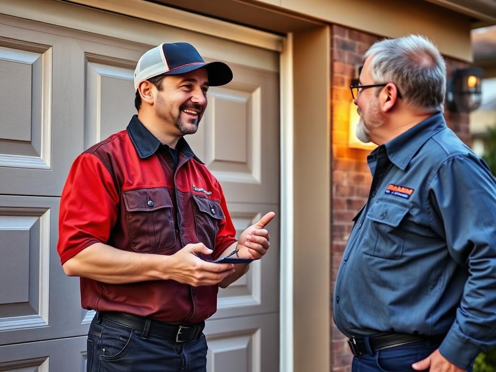 Garage Door Onalaska certified technician explaining repair options to homeowner